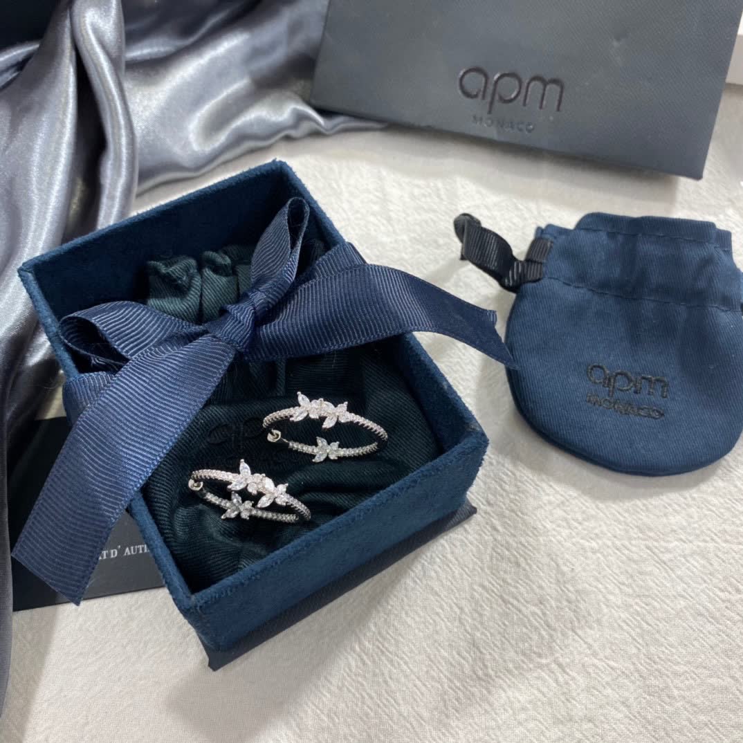 APM Monaco Silver Hoop Earrings with Butterfly Design